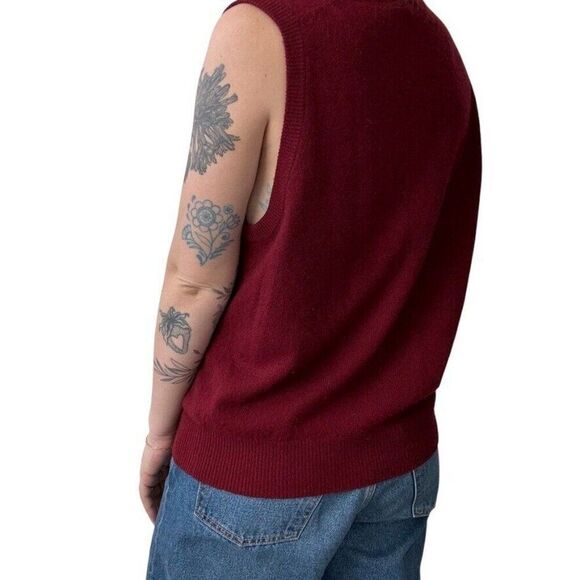 Vintage Lord & Taylor Red 100% Cashmere V Neck Sweater Vest 2 Ply Sz M - Picture 5 of 6